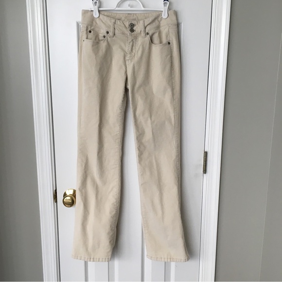 London Jean Cream Corduroy Pants (size 2, short, low-rise) - Picture 1 of 10